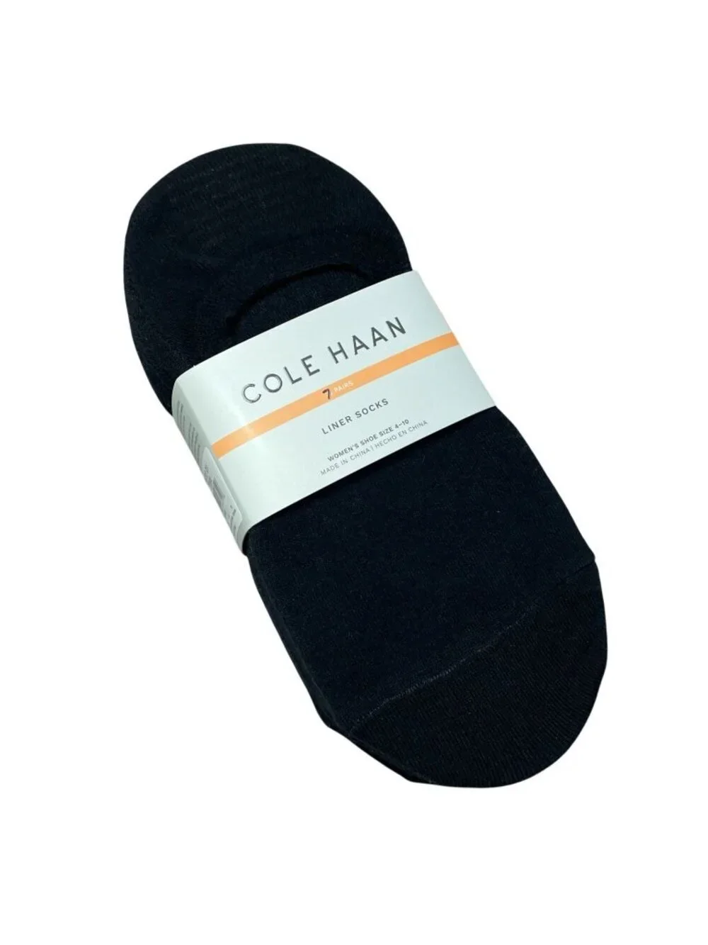 NWT 7 Pairs Cole Haan Women's 4-10 Liner Socks Black Stretch Non-Slip Heel F1275